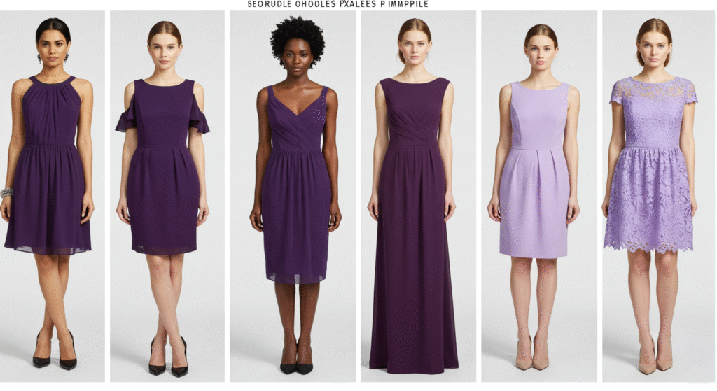 purple color dress for women