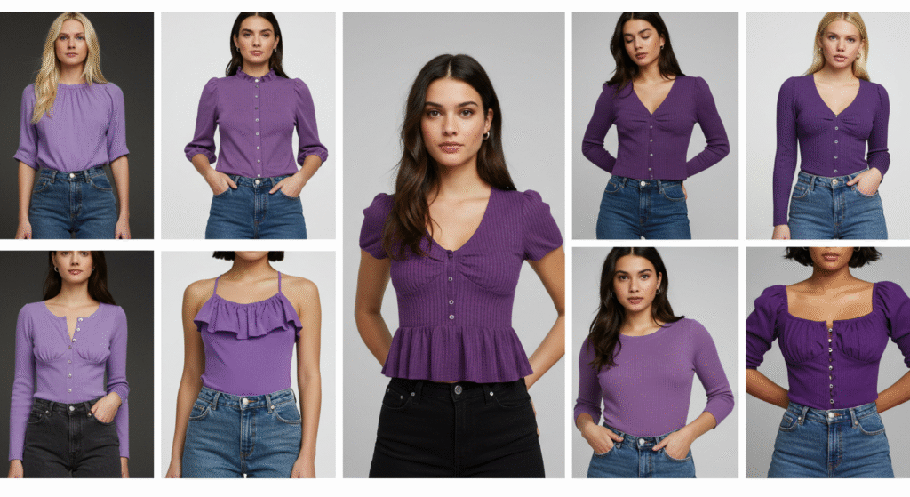 purple color dress for women