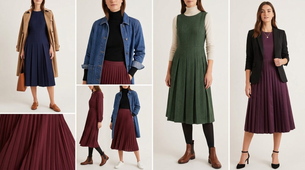 The Tailored Pleated Midi Dress
