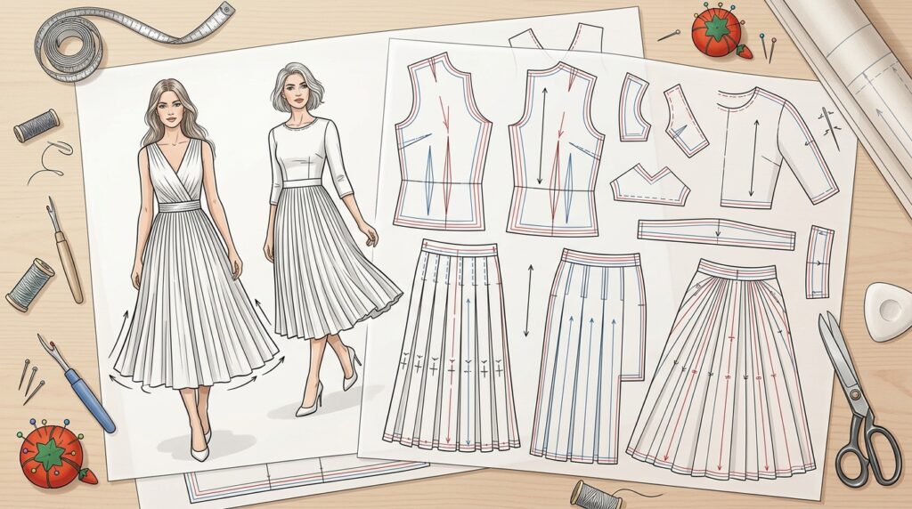 The Tailored Pleated Midi Dress