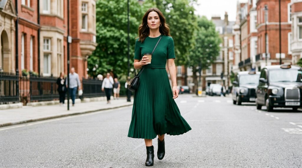The Tailored Pleated Midi Dress