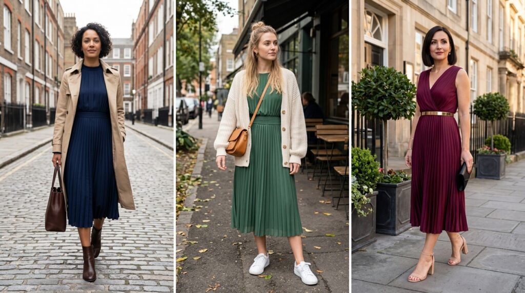 The Tailored Pleated Midi Dress